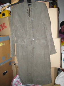 VINTAGE Mantel Grob Breit Cord khaki 38 HENNES Schulterpolster Taschen LANG - Bild 1 von 12