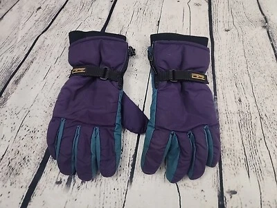 Men's Vintage Eddie Bauer Size XL Insulated Ski Snow Gloves Purple Teal - Image 1 of 4