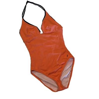 Traje de baño Nautica de una pieza halter acolchado forrado naranja talla 12 Foto 1 de 4