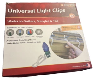 Simple Living Universal Light Clips 100ct Easy Install Gutter, Shingle - Picture 1 of 7