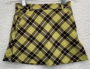 Falda a cuadros Zara para niñas niños talla 7 forrada amarilla línea A informal escolar - Imagen 1 de 8