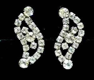 Juego de pendientes de clip de escalador de oreja de diamantes de imitación vintage tono plateado de gama alta  - Imagen 1 de 6