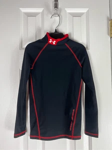 Underarmour Childs Black Red Coldgear Athletic Top YS 6 - Picture 1 of 3