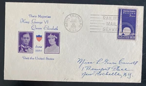 1939 Royal Train RPO USA First Day Cover King George 6 KGVI Visit To Rochelle NY - Picture 1 of 2