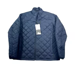 Hawke & Co. Diamond Quilted Jacket Mens Medium Navy Blue Wind Water Resistant - Picture 1 of 9