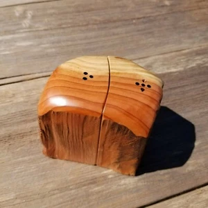 Redwood Rustic Salt and Pepper Shakers Set Handmade Anniversary Wedding #380 - Picture 1 of 8