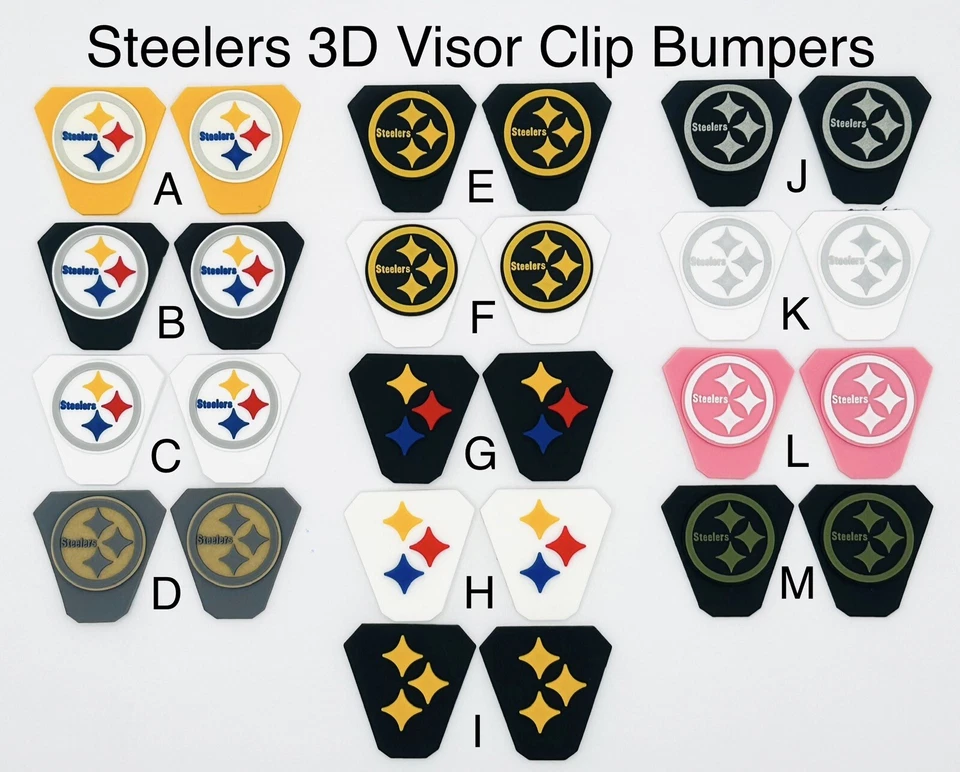 Steelers 3D Visor Clip Bumpers, FULL SIZE (Clips Not Included) - Image 1 of 1