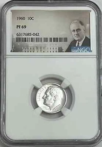 1960 Roosevelt Dime 10C NGC PF69 - Picture 1 of 2