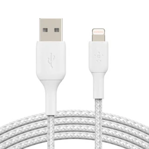 Belkin 1m Braided Lightning MFI-Certified to USB-A Cable for Apple iPhone White - Picture 1 of 5