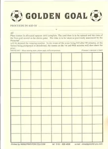 One (1) Card - Golden Goal Winning Goal NCR Card - 90 Spaces - Fundraising - Picture 1 of 5