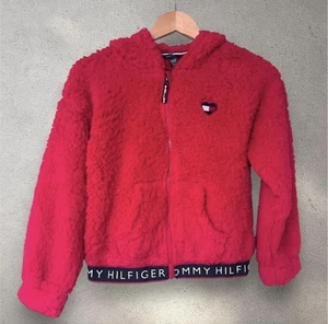 Tommy Hilfiger - Sudadera con capucha y cremallera polar roja para niños - Talla M, de 8 a 10 años - Imagen 1 de 6