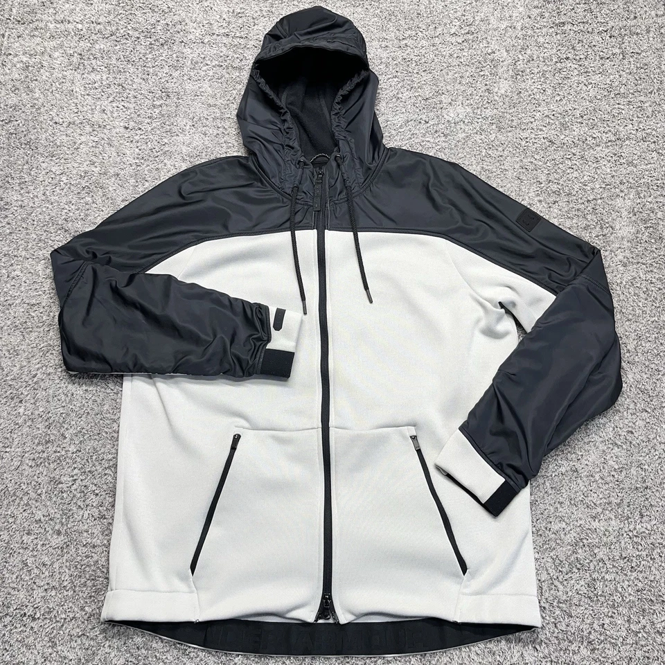 Under Armour Swacket Hombres XL Blanco Negro Cremallera Completa Sudadera con Capucha Chaqueta Manga Larga Foto 1 de 4