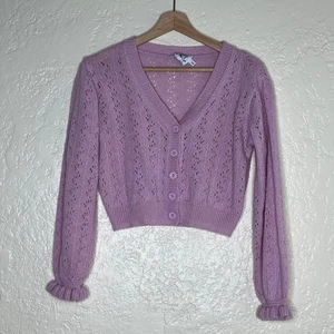 Cardigan donna Princess Polly Pointelle Lyric maglione cropped scollo a V taglia S/M - Foto 1 di 7