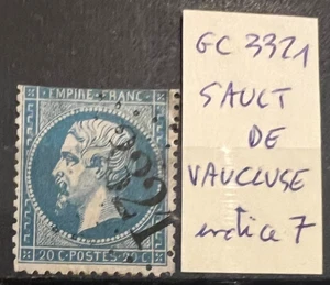 🦬 Timbre classique N°22 - 20 c bleu Empire - Los. GC N°3321 Sault de Vaucluse🦬 - Foto 1 di 1