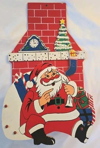 MCM Wood Christmas Mail/Card Holder FOLDING Santa Chimney Santa c. 1950's JAPAN - Picture 1 of 14