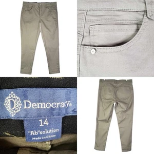 Democracy Pants Jeans Womens Size 14 Ab Solution Green Canvas Skinny Stretch - Picture 1 of 10