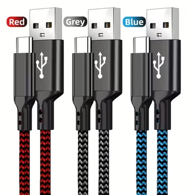 Braided USB C Type-C Fast Charging Data SYNC Charger Cable Cord 3/6/10FT Lot - Image 1 of 3