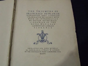 1906 THE TRIUMPHS OF FRANCESCO PETRARCH VOLUME - DR. GUIDO BIAGI - Z 240 - Bild 1 von 15