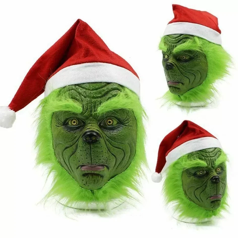 Disfraz de Monstruo Verde Adulto Máscara Juegos con disfraces Navidad Santa Máscara Facial Completa NAVIDAD Foto 1 de 4