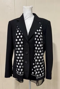 Anne Klein schwarzer Hosenanzug Größe 10. 3-teiliger Blazer mit Prinzessin-Nähten, Hose Scrf - Bild 1 von 14