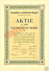 Braunkohlen- und Briketwerk Berggeist AG Brühl histor. Aktie 1920 Köln RWE Hürth