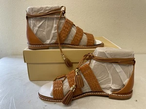 New MICHAEL KORS Sandals Burnt Red GLADIATOR Woven Leather MONTEREY Sz 6M - Picture 1 of 12