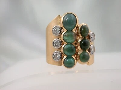 Schwerer Designer Ring mit Turmalin und Brillanten Gelbgold 750 Unikat - Bild 1 von 4