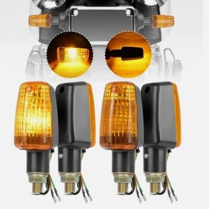 4PCS Motorcycle Turn Signals Blinker Light Black Amber For Yamaha Kawasaki Honda - Bild 1 von 7