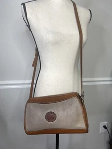 DOONEY & BOURKE vintage satchel crossbody bag taupe VTG 90s pebble leather - Picture 1 of 23