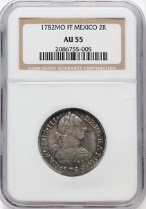 Mexico - 1782 Mo-FF Carlos III 2 Reales - NGC AU55 -SCARCE, ORIGINAL & CHOICE! - Picture 1 of 2