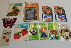 VTG LOT PATCHES SEW ON IRON FLOWER POWER JEANS BUTTERFLY APPLIQUES 60's 70's NOS - Picture 1 of 15