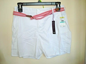 Damenshorts weiß mit Gürtel Größe 16 abnehmend G. Vanderbilt neu mit Etikett - Bild 1 von 2