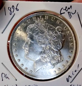 MORGAN SILVER DOLLAR 1896 GEM BU HIGH GRADE MS++++++ BROAD STRIKE BLAZER - Picture 1 of 7