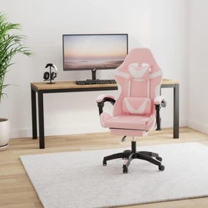 Sedia Poltrona da ufficio girevole per casa Racing Gaming Sport Rosa Bianco nero - Foto 1 di 5