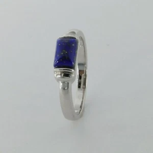 Size 6 - Natural Square BLUE LAPIS LAZULI Ring - 925 STERLING SILVER #61 - Picture 1 of 4