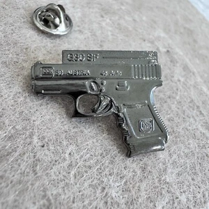 Vintage Silver Tone Glock 30 SF 45 Auto Firearms Weaponry Pin Backpack Hat Lapel - Picture 1 of 10
