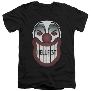 Hell Fest Slim Fit V-Neck T-Shirt Clown Face Black Tee - Picture 1 of 1