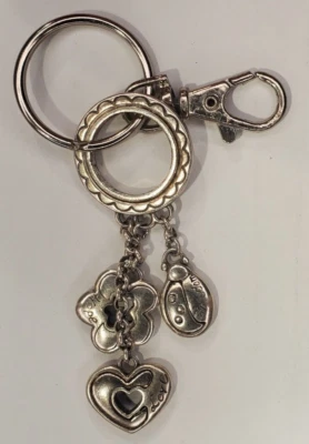 Flowers and Ladybug Hope Freedom Love Silver Tone Purse Dangler - Image 1 of 4