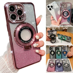 For iPhone 12 13 14 15 16 Clear Case Bling Crystal MagSafe Shockproof Kickstand - Zdjęcie 1 z 30