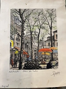 Maurice Jacque acquaforte francese originale 11x13” colorata a mano - Foto 1 di 4