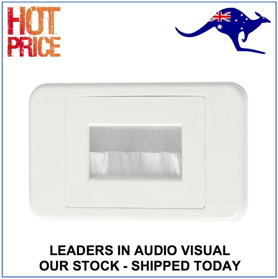 1 x Brush Wall Plate Cable Entry Inwall Management TV AV Home Theatre DIY White - image 1 of 1