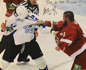 Jon “NASTY” MIRASTY Signed 8x10 Photo! TOUGH GUY! AHL! KHL! W/Inscriptions W/coa - Picture 1 of 2