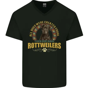 A Rottweiler Dog Mens V-Neck Cotton T-Shirt - Picture 1 of 39