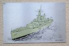 Etched/printed ship's picture on brushed aluminum, Royal Navy HMS Leander