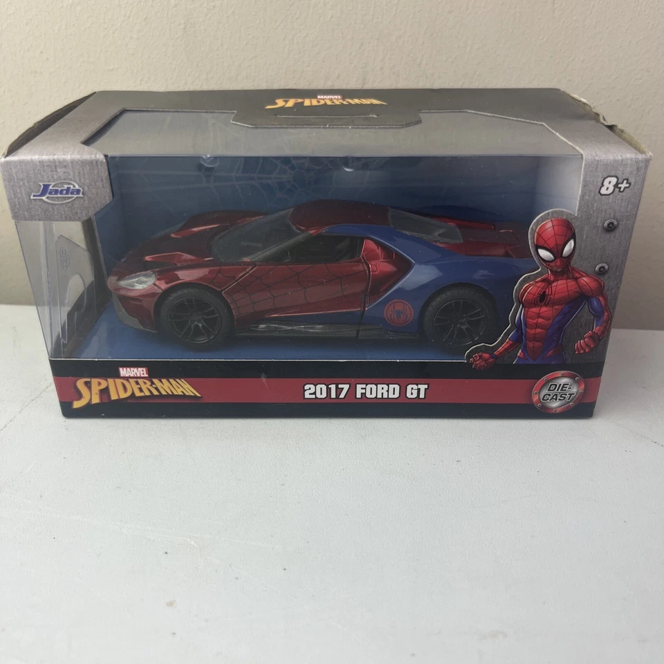 NIB 2021 2017 FORD GT SPIDER MAN MARVEL RED BLUE JADA TOYS DIECAST 1/32 - Image 1 of 4