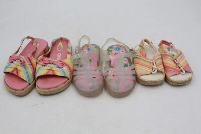 Lote Sandalias Niñas Pequeñas Lands End & Gymboree Jalea Transparente Brillo Talla 7 y 3 Foto 1 de 4