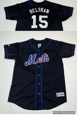 Carlos Beltran New York Mets Black Majestic MLB Jersey Kids Youth XL (18-20) Cover