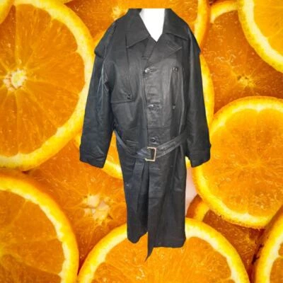 Винтажный Charles Klein черный кожаный плащ с ремнем размер средний - Изображение 1 из 4