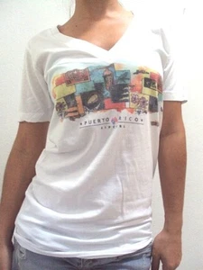 $26 RIP CURL WOMEN PUERTO RICO ISLAND V NECK TEE SHIRT TOP WHITE S or M #6-C-Ca - Picture 1 of 5