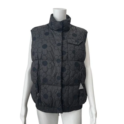 $1060 Moncler Simone Rocha Black Quilted Floral Zip Sash Gilet Down Vest sz 1/S - Image 1 of 4